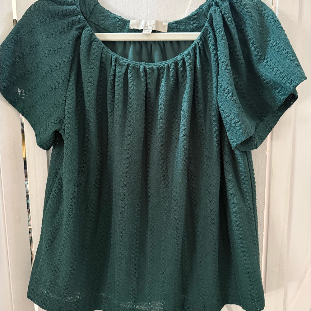 LOFT Jade Green Textured Blouse